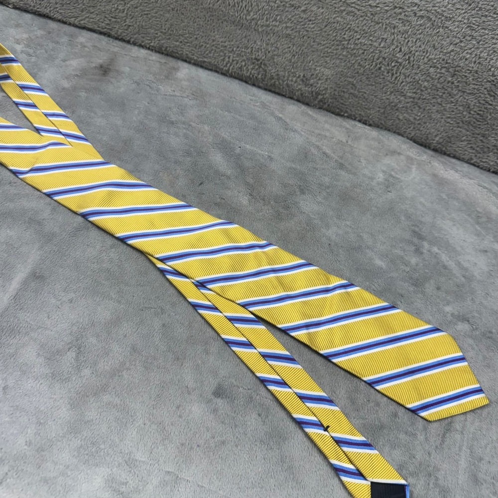 Brooks‎ Brothers Tie Mens OS Yellow Purple Blue Striped Repp Silk Excellent USA